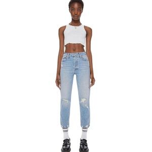Mother The Dazzler Shift Not Rough Enough Insider Crop Step Fray Size 28 Blue